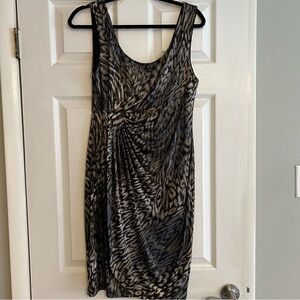 Connected Apparel Animal print Zebra Irredescant Sleeveless Midi Dress size 10